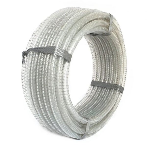Heavy Duty, Food Safe, Clear, PVC Steel Helix Suction Hose_Coil
